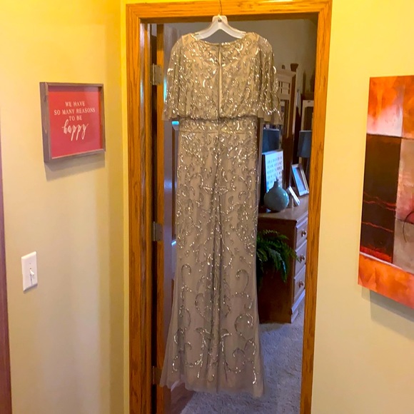 Adrianna Papell Gown. Size 8. Platinum color. - Picture 5 of 11